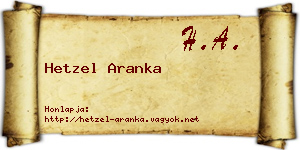 Hetzel Aranka névjegykártya